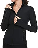 VUTRU Women's Workout Yoga Jacket Full Zip Running Track Jacket Black Large