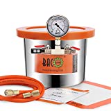BACOENG 1.5 Gallon Tempered Glass Lid Stainless Steel Vacuum Chamer Perfect for Stabilizing Wood, Degassing Silicones, Epoxies and Essential Oils