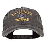 e4Hats.com US Air Force Veteran Military Embroidered Washed Cap - Black OSFM