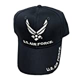 VetFriends.Com U.S. Air Force Baseball Hat with Embroidered Hap Arnold Logo - U.S. Air Force Text on Bill Navy Blue