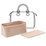 Doxo Purse Organizer Insert for Handbags & Base Shaper Combination,Tote Bag Organizer Insert with 6 Sizes,Compatible with LV Speedy 30 & Neverfull MM ON THE GO and More (L-Beige)