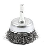 Forney 72729 Wire Cup Brush, Coarse Crimped with 1/4-Inch Hex Shank, 2-Inch-by-.012-Inch, Silver