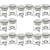 PrepWorks by Progressive 5-Ounce Ceramic Butter Warmer Home Fondue Set with Stands, Candles, and Cups, White (8 Sets)