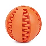 Chewy Rubber Treat Ball for Dogs, Teeth Cleaning, Non-Toxic Rubber Ball, Dog Toy (Orange, Small)