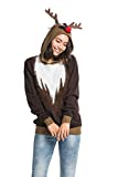 Unisex Women's Christmas Ugly Sweater Novelty Reindeer Hoodie Funny Knit Fur Santa Pullover - Real Reindeer Wear Fur, X-Large