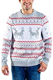 Tipsy Elves Men's Grey Humping Reindeer Sweater - Funny Reindeer Christmas Sweater: M