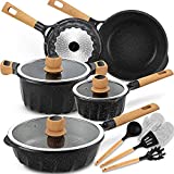 Cookware Set Nonstick 100% PFOA Free Induction Pots and Pans Set with Cooking Utensil 13 Piece – Black