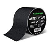 4" x 35Ft Heavy Duty Anti Slip Tape for Stairs Outdoor/Indoor Waterproof Grip Tape Safety Non Skid Roll for Stair Steps Traction Tread Staircases Non Slip Strips Black Cosimixo