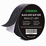 2" x 35Ft Black Heavy Duty Anti Slip Tape for Stairs Outdoor/Indoor Waterproof Grip Tape Safety Non Skid Roll for Stair Steps Traction Tread Staircases Non Slip Strips Cosimixo