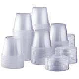 [200 Sets - 5.5 oz.] Plastic Disposable Portion Cups with Lids, Souffle Cups, Condiment Cups
