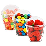 12 oz Clear Plastic Dessert Cups with Lids - 20 Sets Disposable Snack Bowls for Ice Cream, Parfait, Banana Pudding, Jello and Individual Desserts at Party, Fruit Cup with Dome Lid No Hole