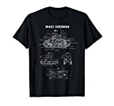 World War 2 American Tank M4A3 Sherman blueprint T-Shirt