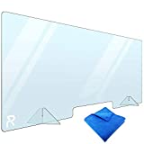 Sneeze Guard, Plexiglass Sheet for Protection, Plexiglass Barrier for Counter 48x24 - Plexiglass Shield for Desk, Counter, Table, Classroom, Teacher, Office/with Anti-Scratch Microfiber Cloth