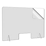 48"W-32"H Plexiglass Barrier for Counter and Desk, Plastic Large Clear Acrylic Plexiglass Shield Sneeze Guard Brackets with 6" Tall Opening for Business and Customer Safety