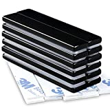 MIKEDE Strong Rare Earth Magnets Bars, 12 Pack Waterproof Neodymium Bar Magnets with Double-Sided Adhesive, Black Epoxy Strong Neodymium Magnets - 60 x 10 x 3 mm