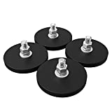 TSUYA 4Pcs Rubber Coated Magnets with Bolts and Nuts, Strong Neodymium Disc Magnet Base Mount with M6 Threaded Stud and Rubber Coating Non-Slip, Anti-Scratch, Waterproof for Light Bar Outdoor