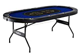BARRINGTON BILLIARDS Texas Holdem Poker Table for 10 Players with Padded Rails and Cup Holders - Blue
