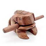4 Inches Frog Guiro Rasp Small Instrument Musical Wooden Percussion Desk Accessories of Frog Noise Maker and for Cool Music Gifts Ideas Funny Instruments Made from Nature Wood