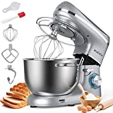 KUCCU Stand Mixer, 6.5 Qt 660W, 6-Speed Tilt-Head Food Dough Mixer, Kitchen Electric Mixer with Stainless Steel Bowl,Dough Hook,Whisk, Beater, Egg white separator (6.5-QT, Silver)