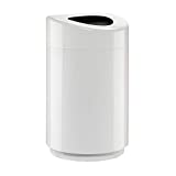 Safco Products Open Top Trash Receptacle with Liner 9920WH, White, 30 Gallon Capacity, Hands-Free Disposal, Modern Styling