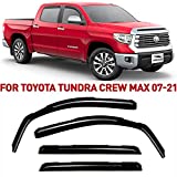 Voron Glass in-Channel Extra Durable Rain Guards for Trucks Toyota Tundra 2007-2021 CrewMax, Window Deflectors, Vent Window Visors, 4 Pieces - 120195