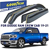 Goodyear Shatterproof in-Channel Window Deflectors for Trucks Dodge RAM 1500 2019 2020 2021 Crew Cab, Rain Guards, Window Visors for Cars, Vent Deflector, Truck Accessories, 4 pcs- GY003413LP