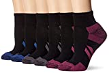 Amazon Essentials Women's 6-Pack Performance Cotton Cushioned Athletic Ankle Socks, Black, Shoe Size: 8-12