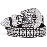 Rhinestone Belt for Women SUOSDEY Western Cowgirl Bling Studded Leather Belt for Jeans Pants,Black,S