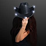 Black Sequin Light Up LED Cowboy Hat