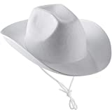 White Cowboy Hat (Pack of 2) Felt Cowboy Hat with Adjustable Neck Draw String, for Dress-Up Parties and Play Costume Accessories, fits Most Teens and Adults