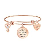 QIIER I Love You Most The End I Win Bracelet Expandable Wire Bangle with Infinity Love Heart Charm Valentines Day Girlfriend Best Friend Gift (rose gold)