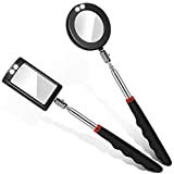 LED Mirror Inspection Telescoping Inspection Mirror Round Mirror Square Mirror Inspection Tool for Check The Condition of The Vehicle, Observe The Eyelashes, Mouth and Other Small Parts (2 Pieces)