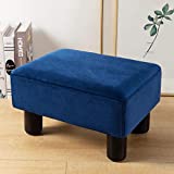 Small Rectangle Foot Stool, Velvet Fabric Footrest Small Ottoman Stool with Non-Skid Plastic Legs, Modern Rectangle Footstools Small Step Stool Ottoman for Couch, Desk, Office, Living Room, Dogs, Navy