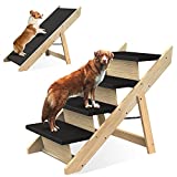 Pet Dog Stairs Dog Steps - 2-in-1 Portable Folding Dog Stairs for Dogs, Cats, high beds, Wood Pet Safety Beside Dog Ramp,Dog Steps, Easy Climb Pet Step Stool - Portable Dog/Cat Ladder Up to 200 Pounds