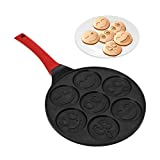 MorNon Smiley Pancake Pan Seven Hole Unique Smiley Mold Aluminum Frying Pan Non Stick Kitchen Cookware Pancake Omelette Pan With Anti-Scalding Handle