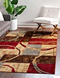 Unique Loom Barista Collection Modern, Abstract, Vintage, Distressed, Urban, Geometric, Rustic, Warm Colors Area Rug, 9 ft x 12 ft, Multi/Beige