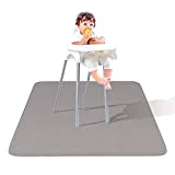 Leather Splat Mat - Waterproof Baby High Chair Floor Mat | High Chair Mat | Splat Mat for Under High Chair | Baby Food Mat | Splash and Spill Mat | Under Highchair Mat (Grey, Square)