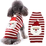 DOGGYZSTYLE Dog Christmas Sweater Xmas Pet Clothes Cute Striped Santa Claus Costume Holiday Puppy Cat Jumpers Outfits New Year Gifts for Small Medium Large Dogs (XXS, Red White Stripe Santa Claus)