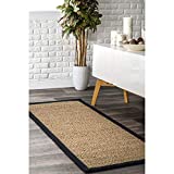 nuLOOM Elijah Seagrass Natural Runner Rug, 2' 6" x 10', Black