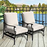 PatioFestival Outdoor Chair Bistro Cushioned Rocking Sofa Chairs Patio Furniture Sets Modern Conversation Set with 5.1 Inch Thick Seat Cushions (2PCS-2, White)