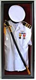 DisplayGifts Uniform Sword Gun Military Shadow Box Wall Mountable Display Case Lockable Black