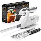 Homaider Electric Knife for Carving Meat, Turkey, Bread & More. Serving Fork and Carving Blades Included
