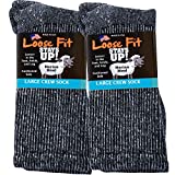 Loose Fit Stays Up Marled Merino Wool Men's and Women's Sock 2 Pack (Large Turquoise Label, Navy Marled)
