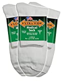 Extra Wide Medical ( Diabetic ) Quarter ( Anklet ) Sock (pack of 3) - Up to 6E Width, Antimicrobial, Made in USA, for Men and Women (White - Large)