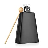 Vangoa 6 inch Metal Steel Cow Bell Noise Maker with Stick for Drumset Kit Percussion