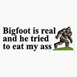 LAD Studio Bigfoot is Real and He Tried to Eat My Ass Sticker Vinyl Bumper Sticker Decal Waterproof 5"