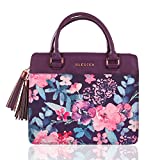 Blessed Purse Style Bible Cover for Women Black Faux Leather, Purple Floral Medium