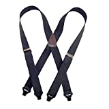 Holdup Ski-Ups Suspenders with USA Patented Black Composite Plastic Gripper Clasps (Black 1 1/2")