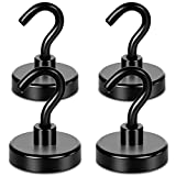 Neosmuk Black Magnetic Hooks Heavy Duty,100 lb Extra Strong Magnet with Metal Hook for Refrigerator, Super Magnet for Cruise,Grill, Kitchen,Classroom,Large Magnetic Hanger for Door,BBQ,Tools. 4 Pack