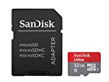 SanDisk Ultra 32GB microSDHC UHS-I Card with Adapter, Silver, Standard Packaging (SDSQUNC-032G-GN6MA)